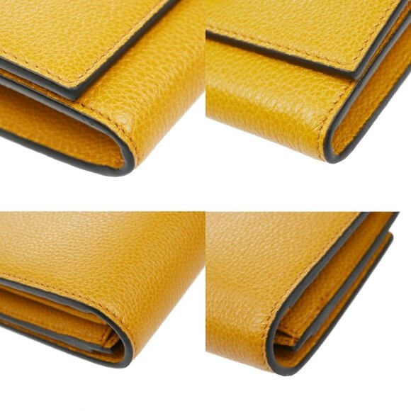 GUCCI GG Logo Horsebit Bifold Long Wallet Leather Yellow Italy 32EF698 - Picture 7 of 15